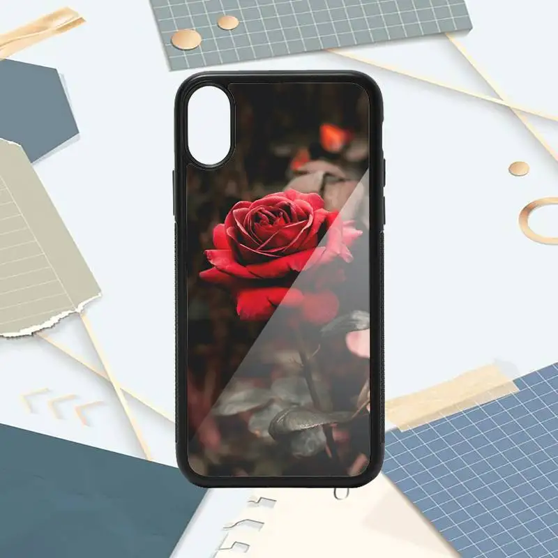 

Red rose floral painting fundas Phone Case PC for iPhone 11 12 pro XS MAX 8 7 6 6S Plus X 5S SE 2020 XR