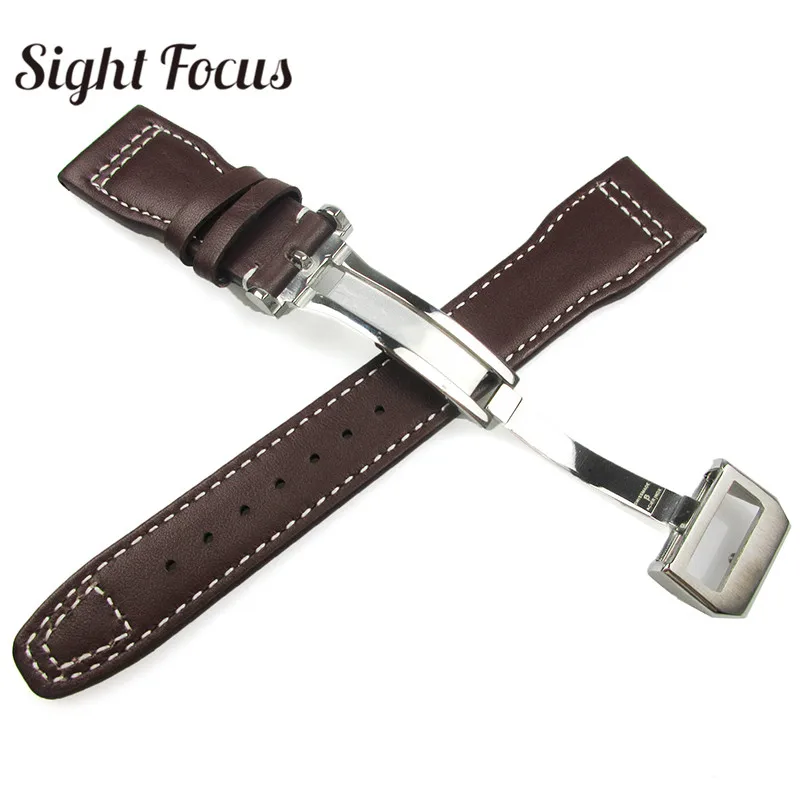 Ремешок из телячьей кожи для IWC черный коричневый браслет часов с большим пилотом