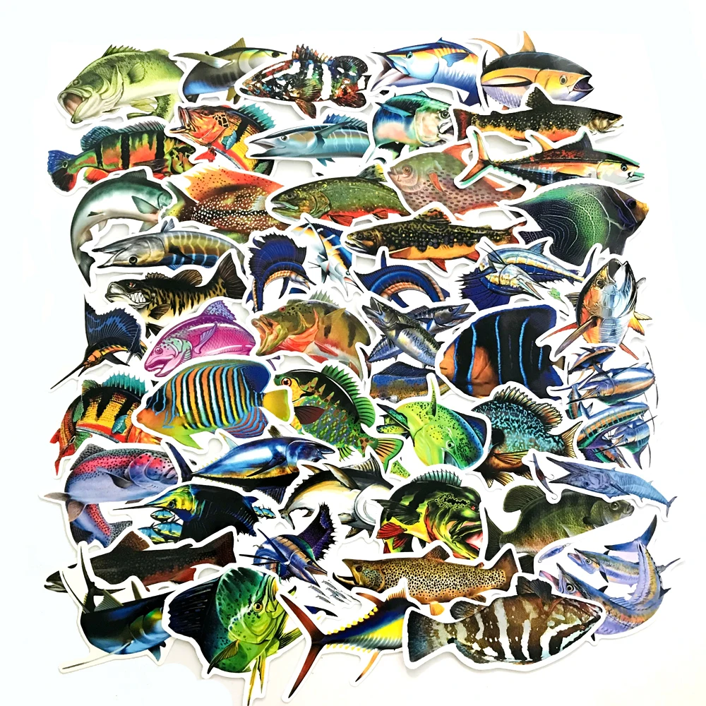 50/65 шт забавные Рыбак рыбной ловлей Стикеры s для ноутбука чемодан скейтборд