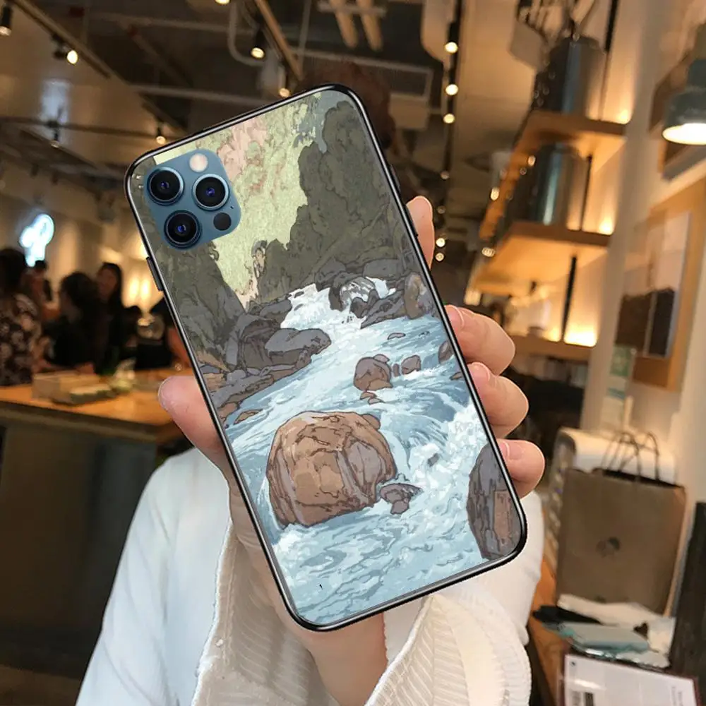 

Japanese scenery Cartoon Style Phone Case cover For iphone 12 pro max 11 8 7 6 s XR PLUS X XS SE 2020 mini black cell shell