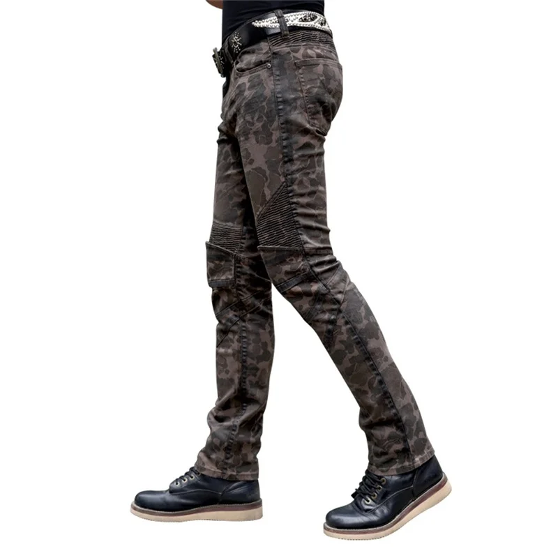 

Crazybros motorcycle riding pants men's and women's camouflage jeans Leggings slim cross country