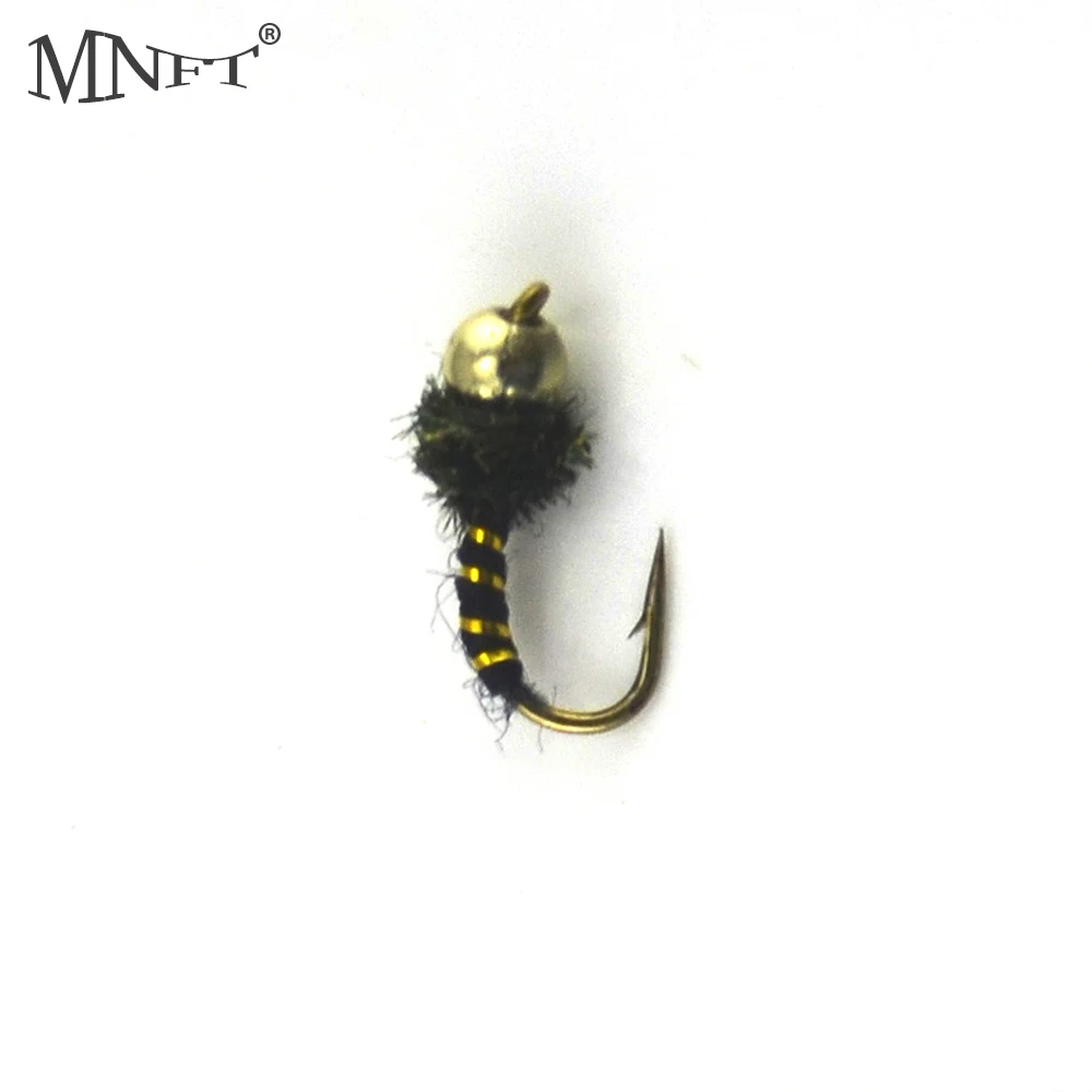 

MNFT 10PCS 14# Golden Hooks Bead Head Nymph Fly Fishing Peacock Nymph Flies Trout Fishing Nymph Lures