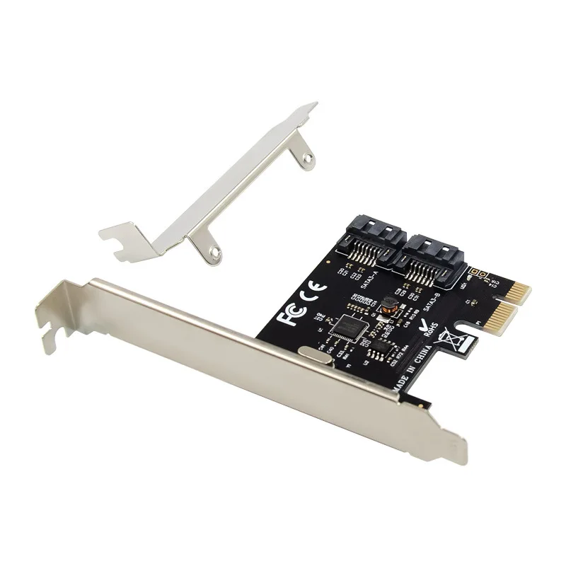 

PCIE X1 To SATA III 6Gb/s Dual Port SATA 3.0 Adapter Expansion Converter Disk Riser Card 500MB/s PCI Express 2.0 Chip ASM1061