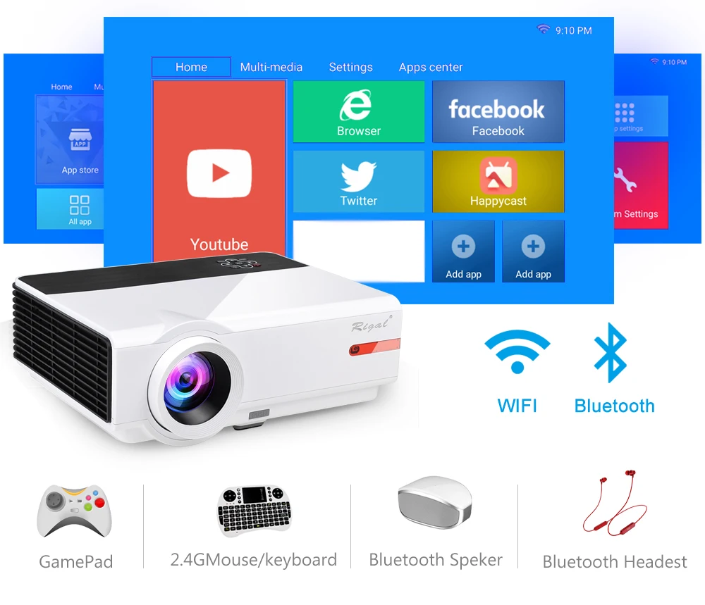 Rigal проектор RD808A 5500 люмен HD проектор светодиодный wifi 6,0 Android 3D проектор RD808 1280*800 lcd HDMI VGA USB tv видео проектор