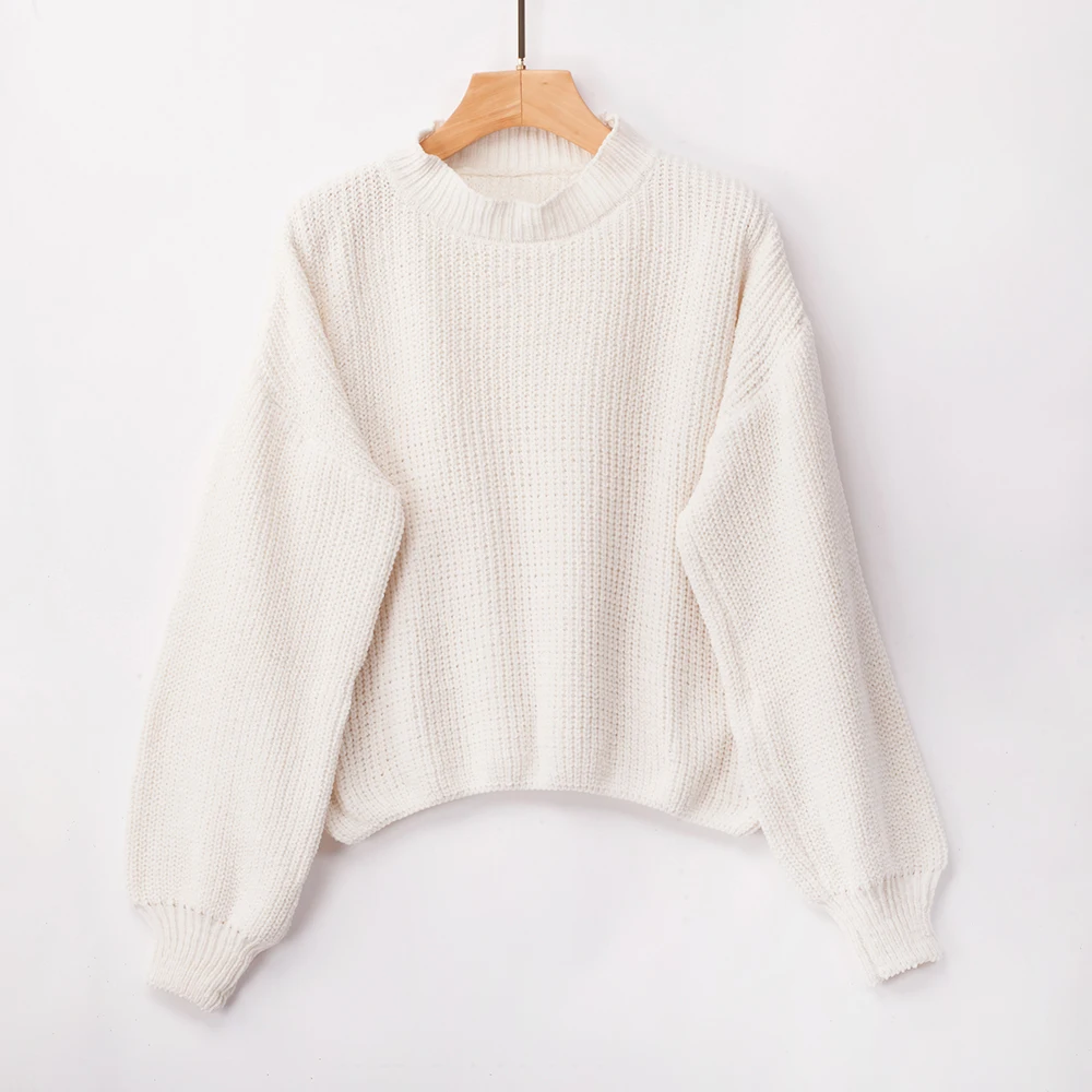 УКОРОЧЕННЫЙ ТОП водолазка пуловеры розовый зимний свитер свободного покроя для