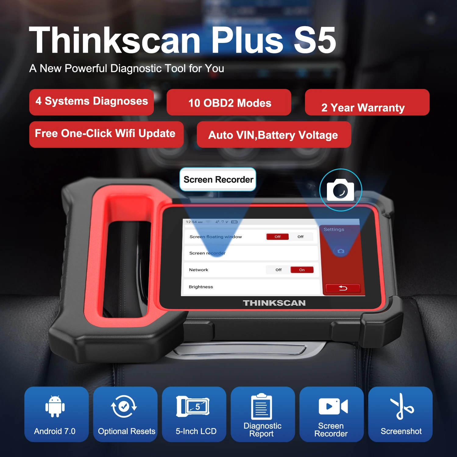 THINKCAR Thinkscan Plus S5 Профессиональный OBD2 Автомобильный сканер двигателя ABS подушка