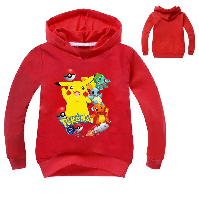 От 2 до 16 лет модные худи с Покемон Гоу для детей куртка Пикачу капюшоном
