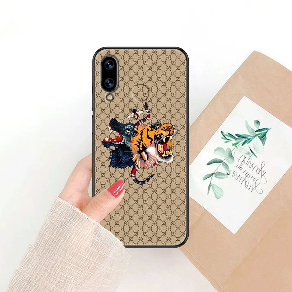 

Luxury Brand Ltalian Fashion Phone case For Huawei Honor 6 7 8 9 10 10i 20 A C X Lite Pro Play black silicone funda luxury shell