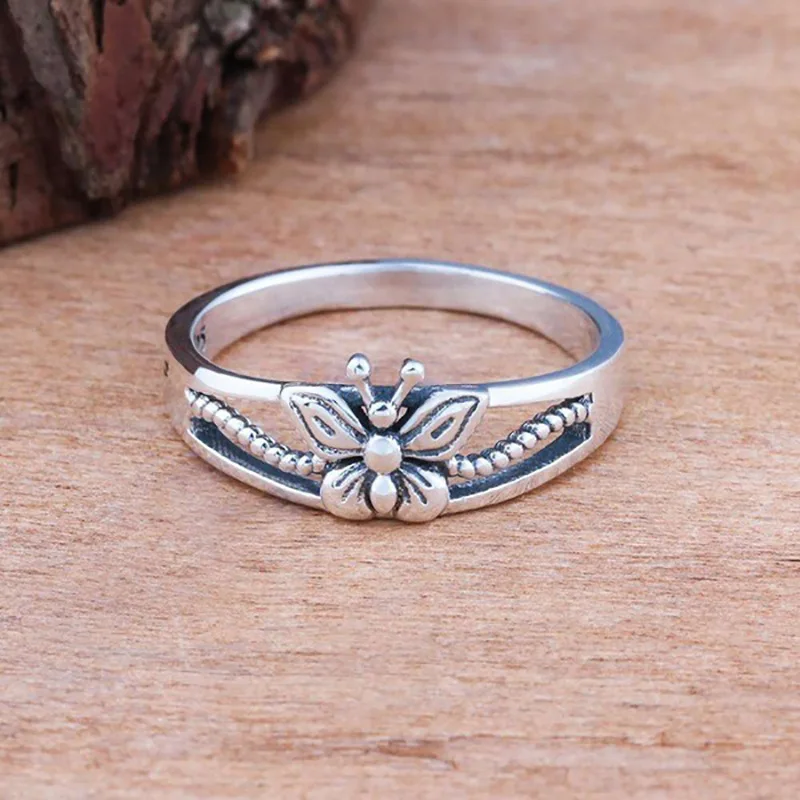 

Ring new exquisite simple women's silver plated butterfly ring copper plated daily jewelry jewelry women's ring