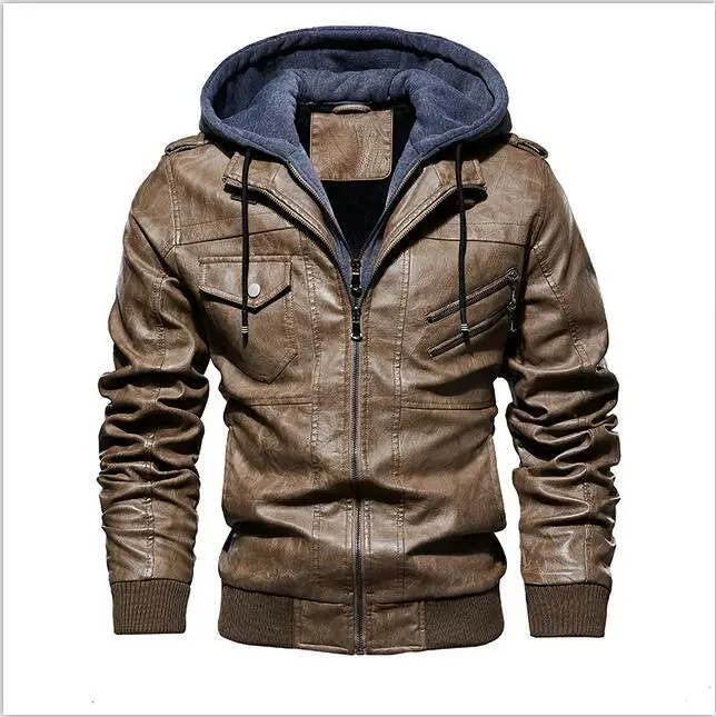 Khaki Куртка из искусственной кожи для мужчин, винтажная косой молнией, мотоциклетная кожаная куртка-бомбер, мужской женский жакет Masculino Couro - Цвет: Khaki