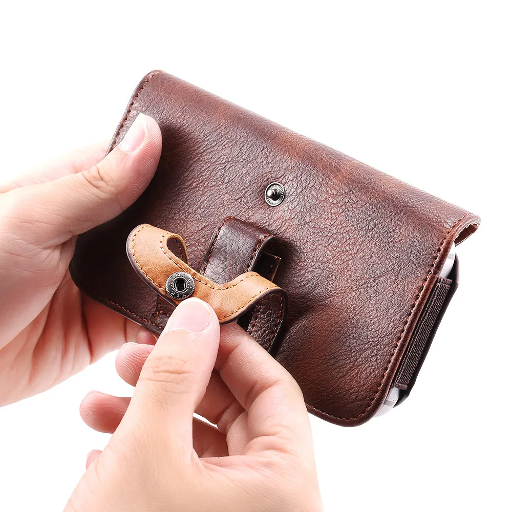 KISSCASE Pouch Leather Belt Phone Case for Samsung Galaxy A50 iPhone XR X 7 11 Redmi note7 8 Cases Card Holder Bag Holster | Мобильные