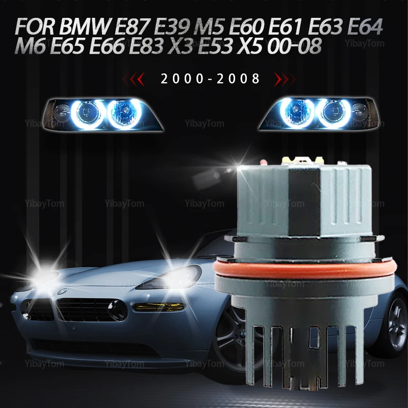 

2pcs Bright 6000K 160W LED Angel Eyes Marker Lights Bulbs Lamp For BMW E87 E39 M5 E60 E61 E63 E64 M6 E65 E66 E83 X3 E53 X5 00-08