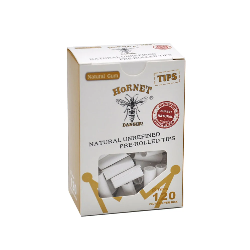1 box white 7MM HORNET DANGER 120 x HORNET 6 мм/7 мм Тонкий предварительно свернутый натуральный нерафинированный сигаретный фильтр, сменные наконечники 6 мм Тонкий прокатный фильтр - Цвет: 1 box white 7MM