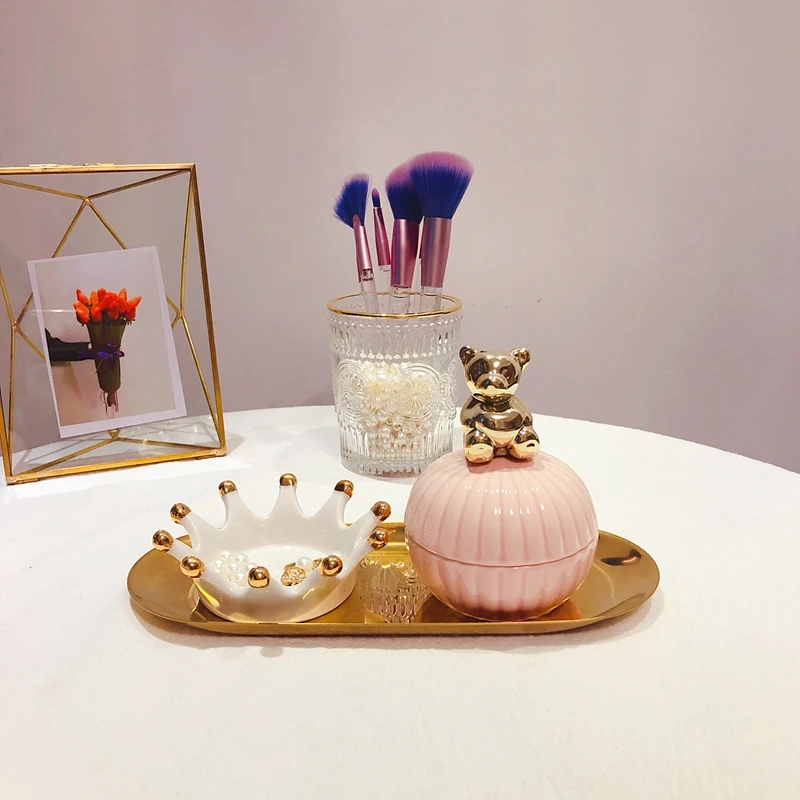 Новая модная розовая керамическая шкатулка для ювелирных изделий с сердечками