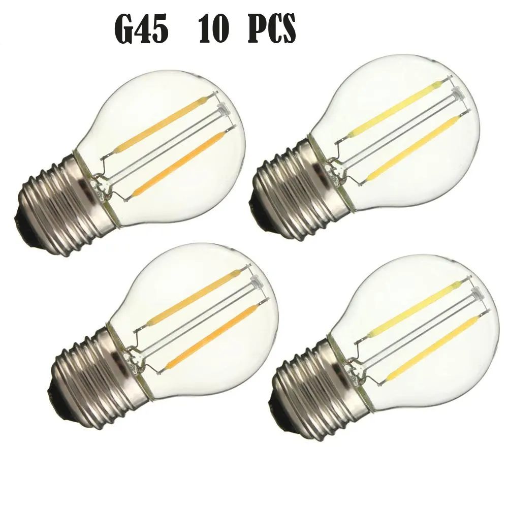 

10X 220V G45 Screw Base Retro Edison Bulb 2W 4W 6W Replace Incandescent 20W 40W 60W E27 Vintage LED Filament Light Bulbs White