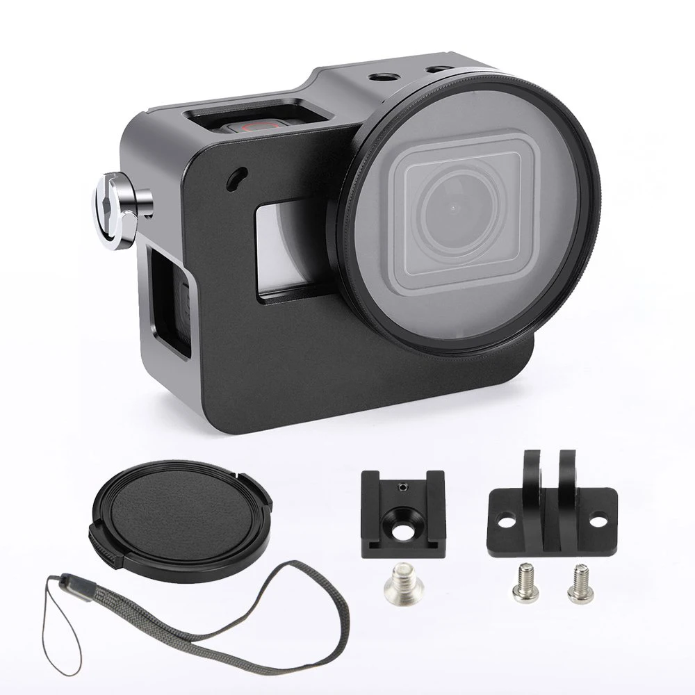Алюминиевый Чехол Vlogging с 52 мм УФ-объективом для GoPro Hero 7 6 5 черный холодным