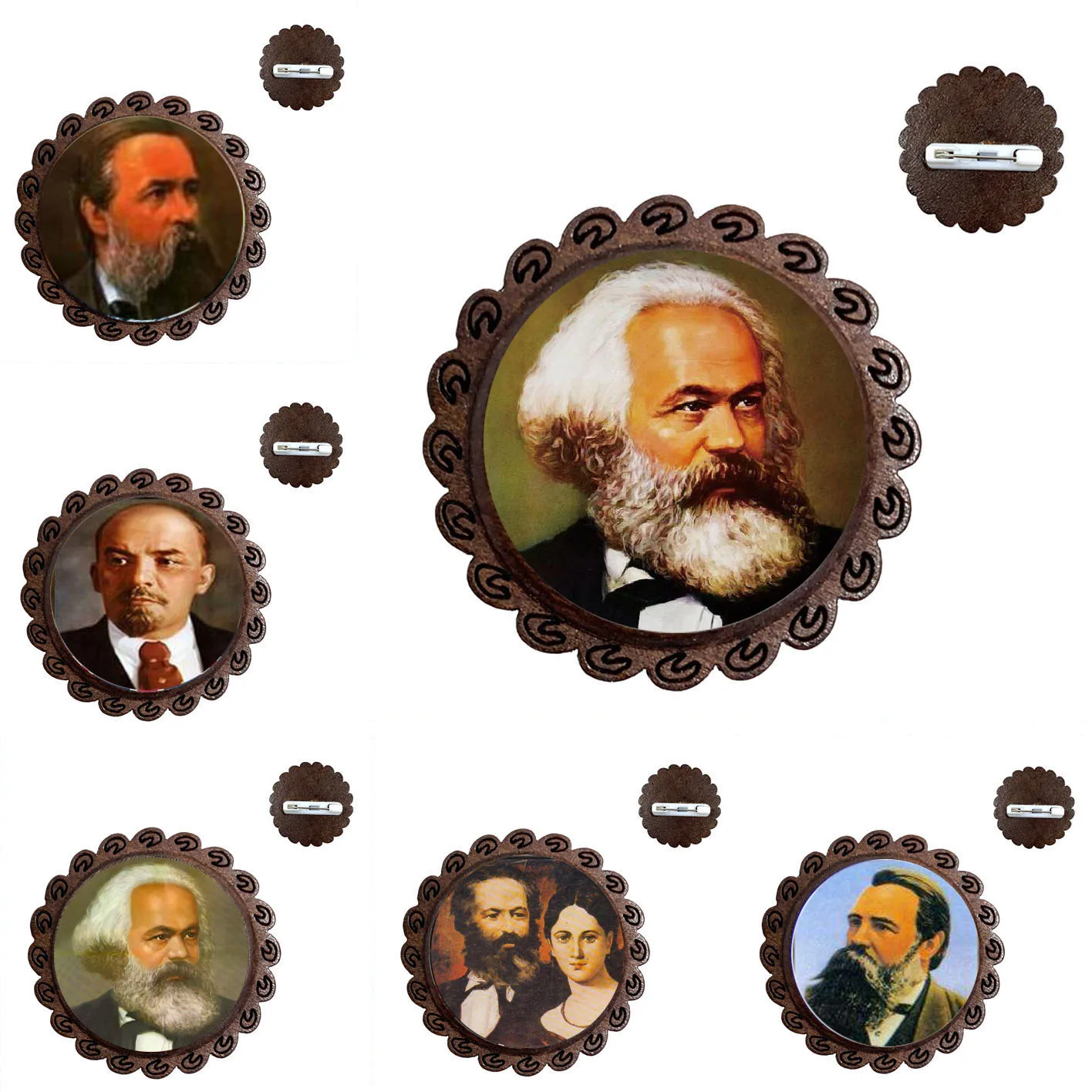 

Marxist Leninist Mao Zedong thinker, time gem glass 20 mm brooch, peach wood production commemorative medal