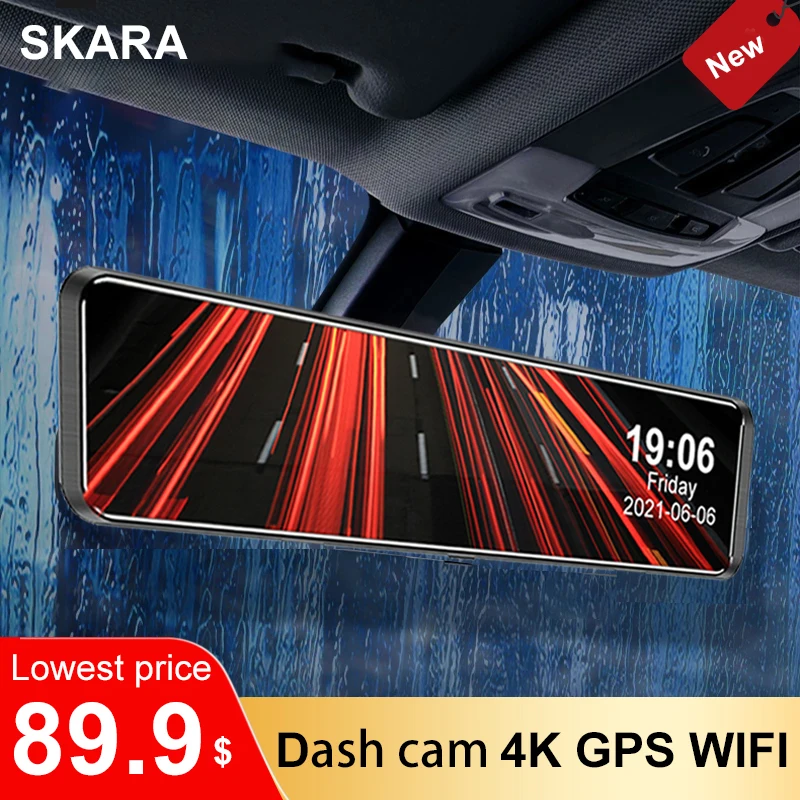 4K Dash cam 12 дюймов потоковый медиа зеркало заднего вида 2160P со сверхвысоким
