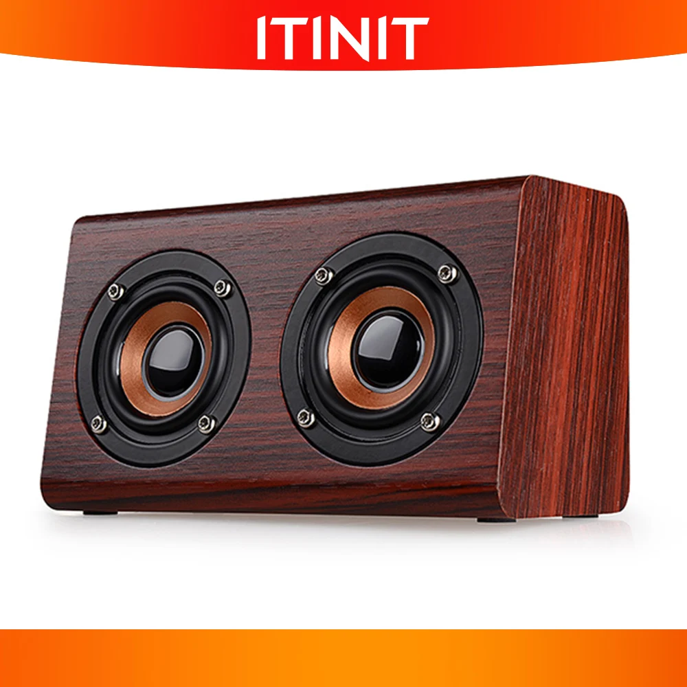 ITINIT Y19 Wooden Wireless Bluetooth Speaker HiFi Bass TF blutooth Subwoofer Loudspeaker Portable Bluetooth Speaker