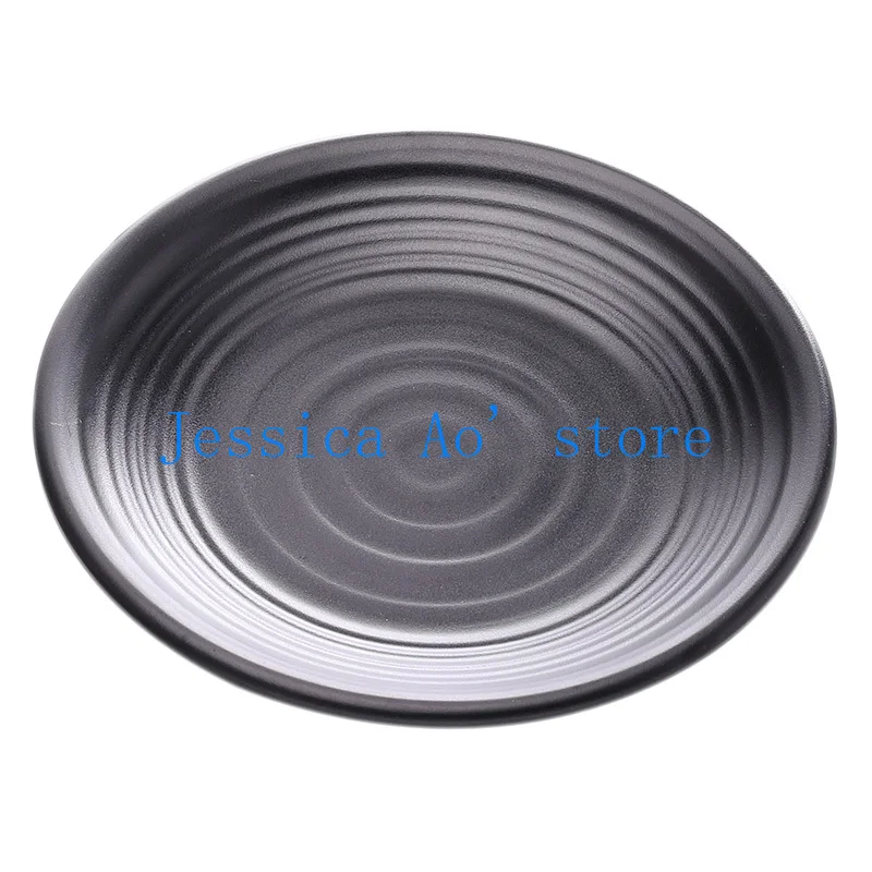 Круглые классические черные толстые тарелки 15-23 см 2 шт. наборы японских блюд и