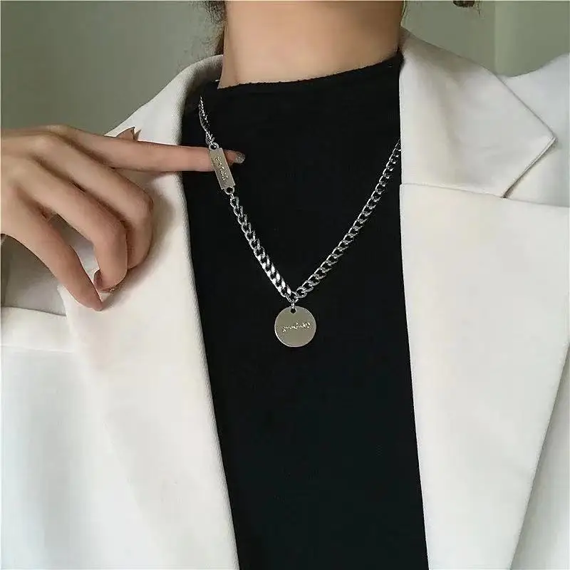 

Tag Letter Necklace for Women 2021 New Trend Vintage Style Punk Sweater Men's Neck Long Chains Aesthetic Choker Hip Hop Jewelry