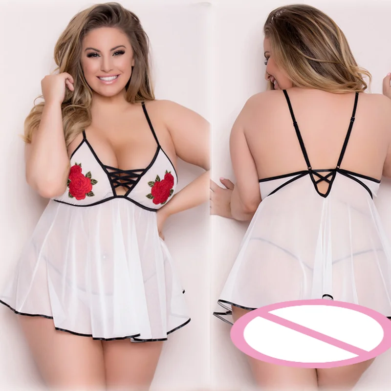 

Sexy Dress Plus Size Sling Mesh Babydoll See-through Nightdress Hot Erotic Porno Flirting Slutty Clothes Sex Outfits for Women