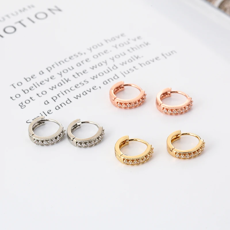 Богемные крошечные серьги-кольца с микро цирконием маленькие серьги-гвоздики