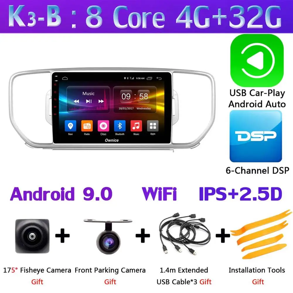 K3-B-CarPlay 360 ° панорамный 4 аппарат не привязан к оператору сотовой связи 4G+ 64G Android 9,0 Автомобильный мультимедийный радио для Kia KX5 Sportage 4 gps навигации DSP CarPlay - Цвет: K3-B-CarPlay
