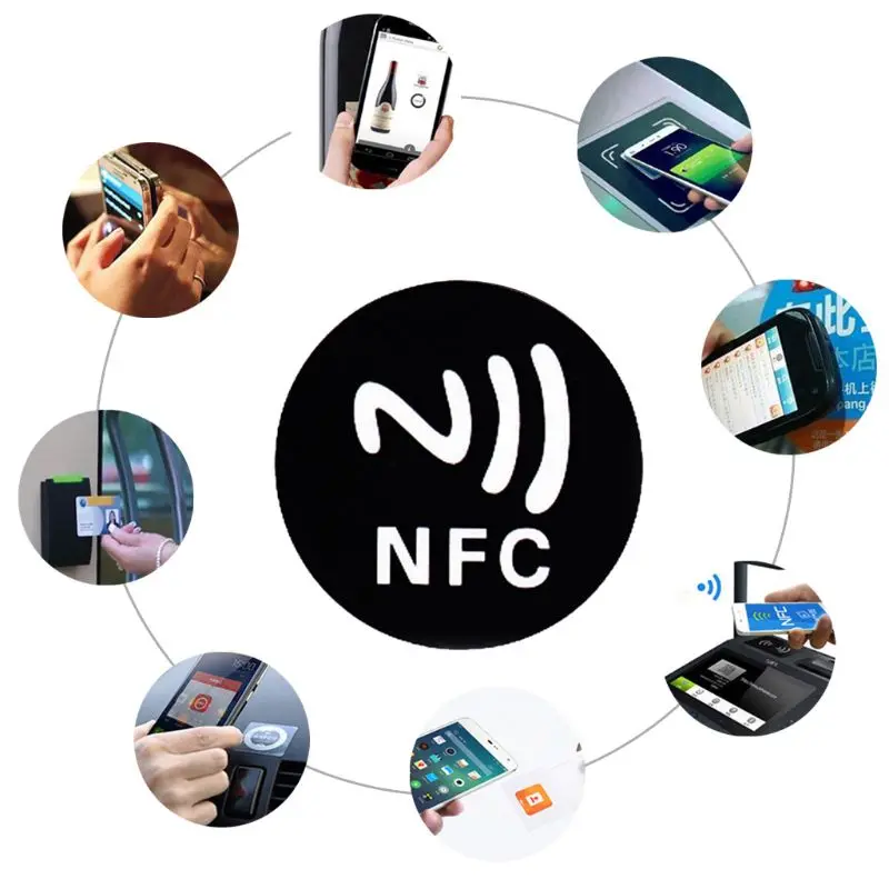

6 шт., черные металлические наклейки NFC Ntag213