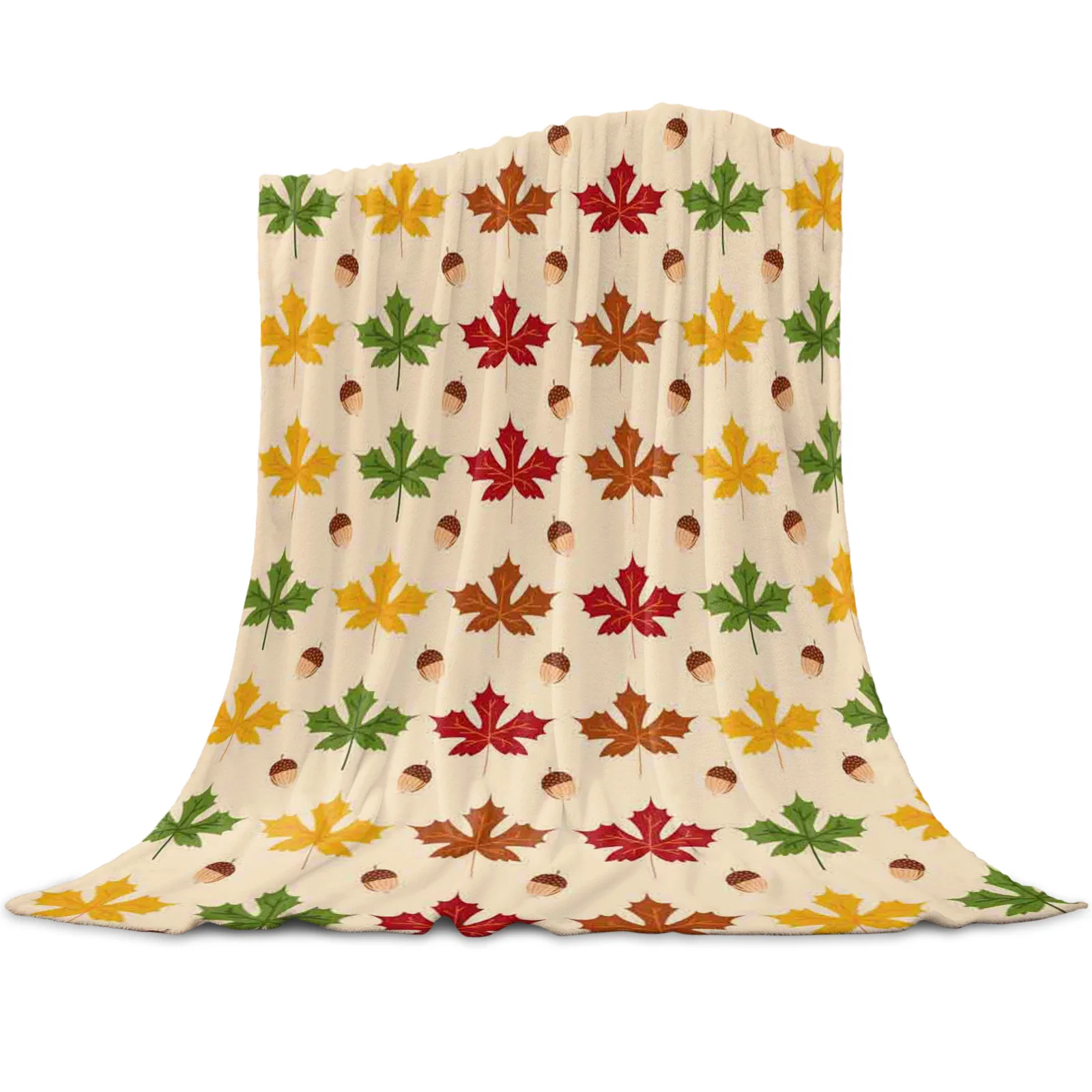 

Maple Leaf Nut Autumn Elements Coral Fleece Blankets Flannel Bedspreads Soft Warm Blankets for Bed Sofa Nap Wrap Blanket