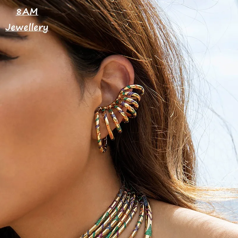 Марокканский Стиль серебро одна красочная полоса племенная подвеска серьги