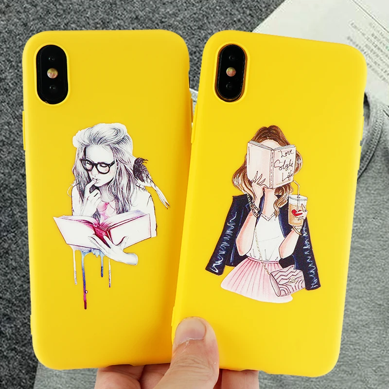 Чтение девушка чехол для iPhone X XS MAX XR 8 7 6s плюс Веселые Чехлы Best Friend мягкий