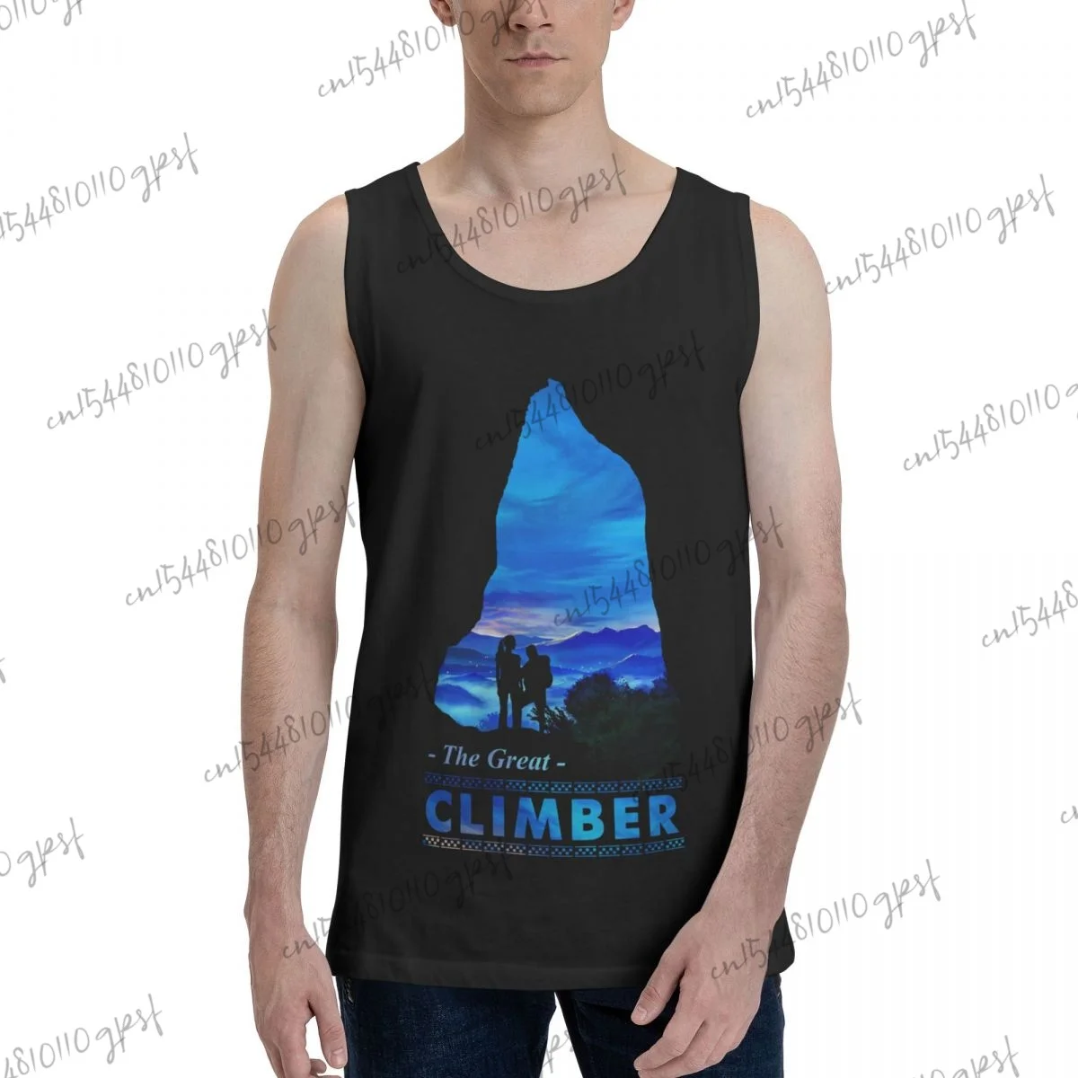 

100% cotton ropa Free Climber Design Illustration Psd Men's Tank Top Shirt Black clothing
