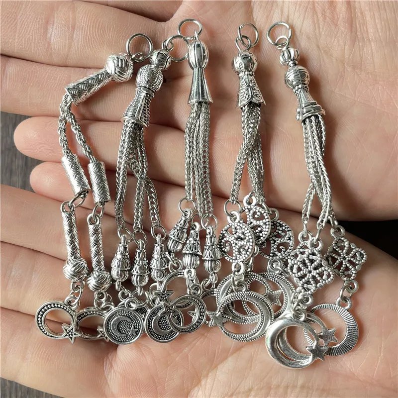 

Mixed batch of five kinds of styles Turkey moon star flag pendant DIY handmade rosary beads accessories Muslim Islam