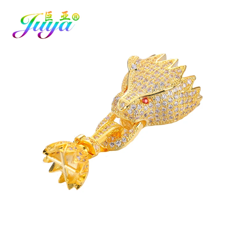 Gold Juya Ali Moda кубический цирконий декоративный Дракон крепеж разъемы для DIY натуральный камень барокко Жемчуг Ювелирные изделия с кистями изготовления - Цвет: Gold