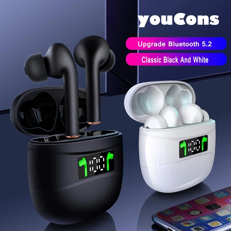 

Wireless Earphones Bluetooth Headphones IPX7 Waterproof music gaming Earbuds LED Display HD Stereo Built-in Mic for Smartphone