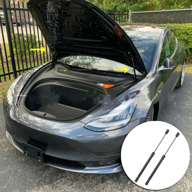 2 шт. черные Автомобильные стойки багажника высокого качества автоматические багажные подъемные стойки пневматические передние стойки багажника для Tesla модель 3