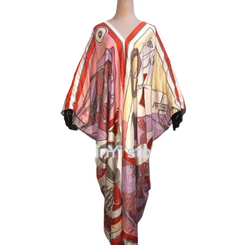 Dashiki Dress Print Autumn Party Elegant Dress Elegantes Muslim Abaya Bazin Robe Gown Broder Riche Sexy Lady Party maxi beach