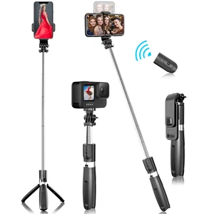 portable extendable selfie stick tripod with remote shutter for iphone 13 12 android cell phone tripod stand for travel party free global shipping