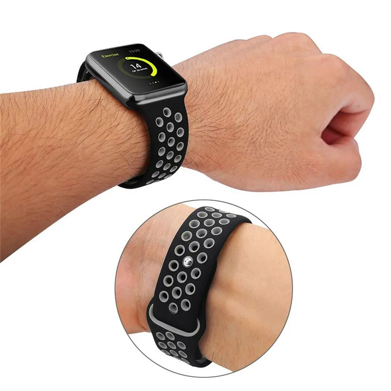 Спортивный силиконовый ремешок для Apple watch 5 4 3 2 1 дышащий браслет ремешок correa Apple watch 42 мм 38 мм для Nike+ iwatch 44 мм 40 мм
