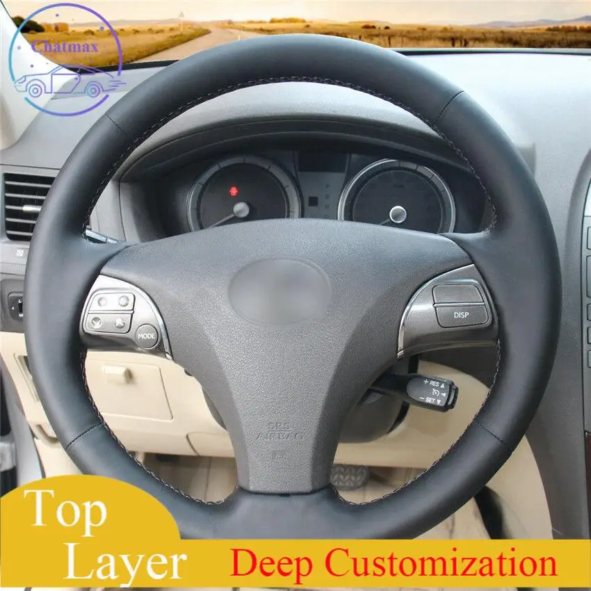 

For Lexus ES240 ES250 hand-sewn steering wheel cover black artificial leather anti-slip design for all season comfortable touch