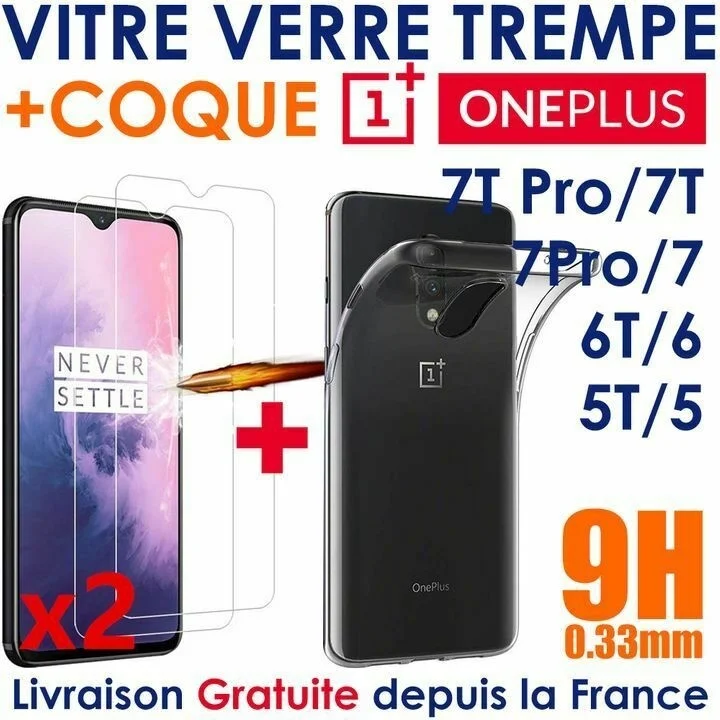 

For Oneplus 7 / 7T / Pro / 6 / 6t / 5t / 5-toughened glass membrane ecran glass protection + shell