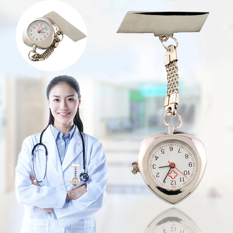 Модные часы для медсестры женские карманные с зажимом подвеска в виде сердца
