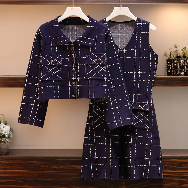 Женское однобортное платье-свитер VERHELLEN клетчатое трикотажное с длинным рукавом