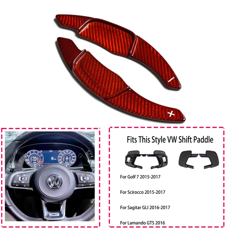 

Carbon Fiber Steering Wheel Shift Paddle Extension Shifters For Volkswagen VW GOLF 7 Golf7 2015- GTI R MK7 MK7.5 R Scirocco