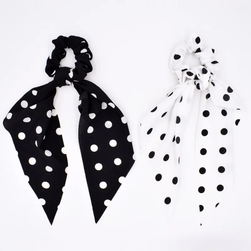 

Polka Dot Ribbon Hair Tie Korean Style Simple Ladies Dot Bowknot Hair Rope Elastic Rubber Band Ponytail Hair Accessories