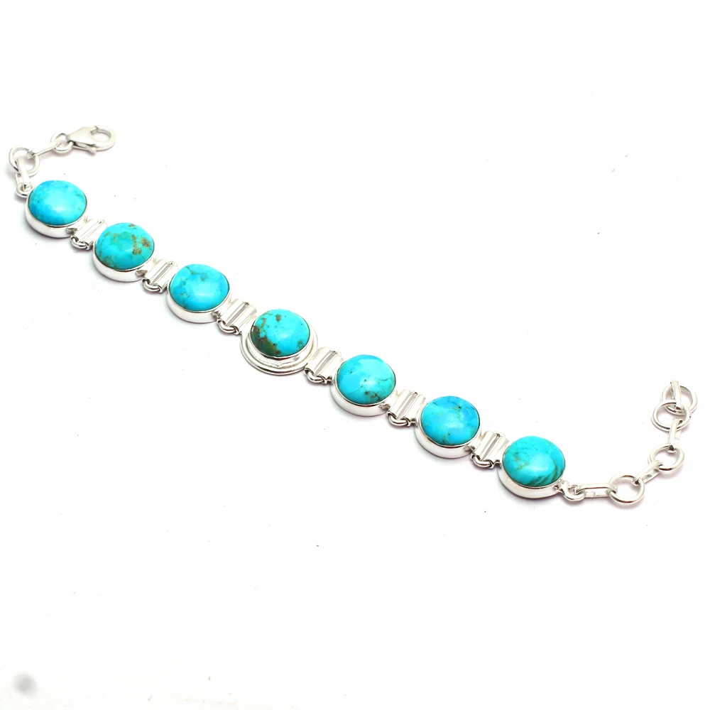 

Genuine Mohave Turquoise Bracelet 925 Sterling Silver, Women Fine Jewelry Gift, 2SBR0191