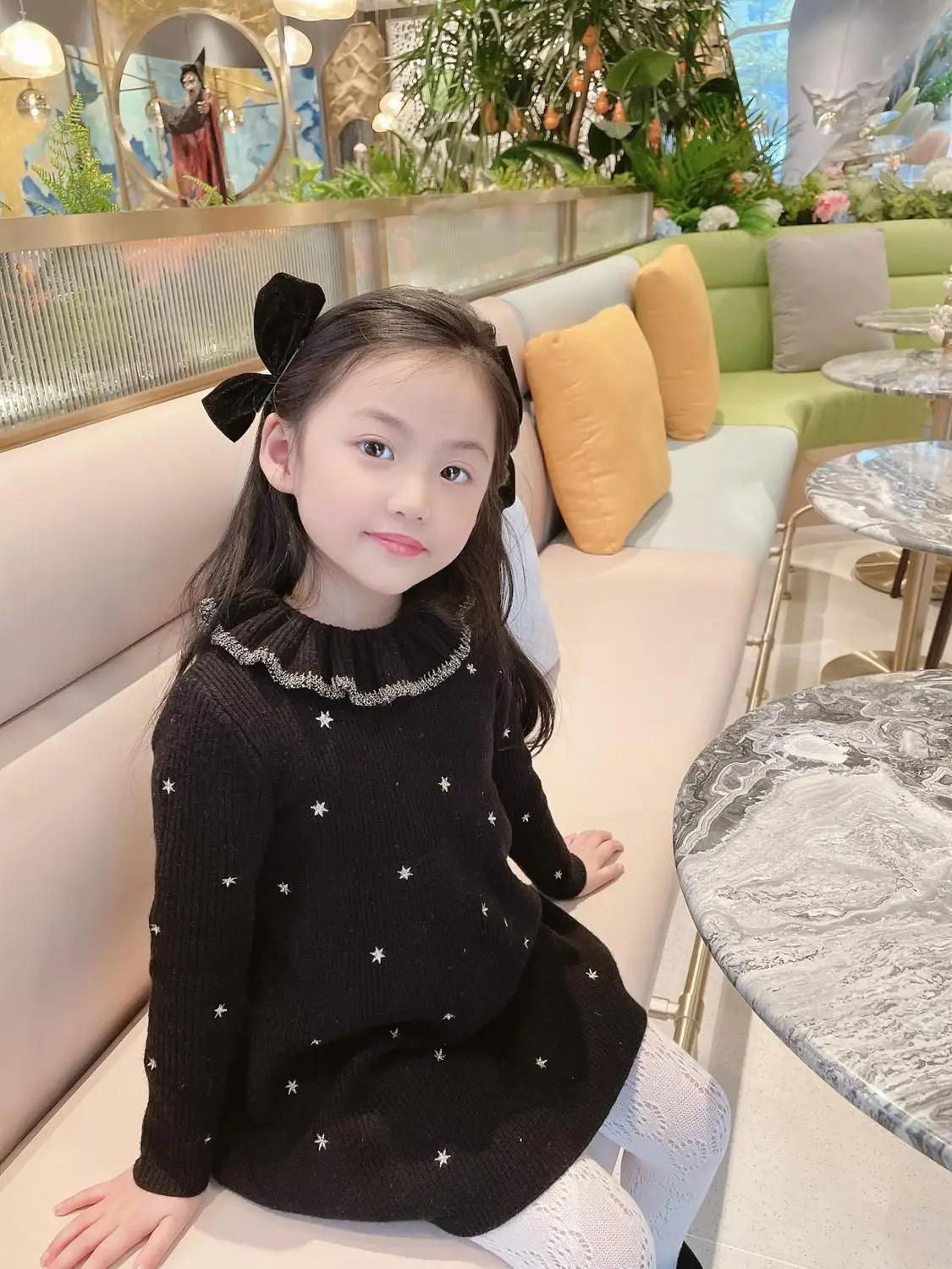 

kids dress autumn winter baby girls sweater dress Star embroidery sweet Knit Pullover high quailty girls sweaters