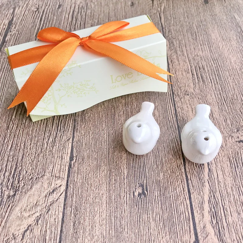 Orange Ribbon 8 компл./лот)+ любовь птицы в окно Солонка и перец шейкеры для предродовой вечеринки Свадебная вечеринка раздаточный материал для гостей - Цвет: Orange Ribbon