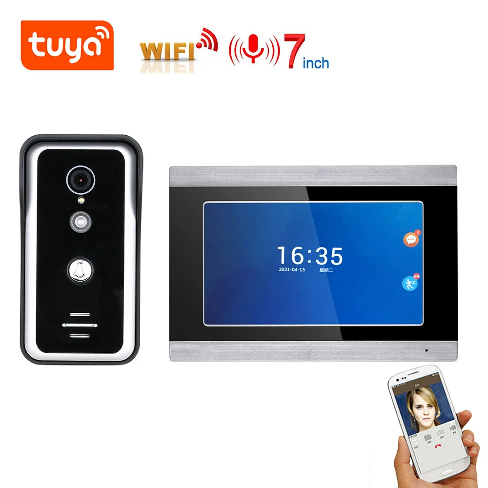 

4 Wire TUYA Video Intercom WIFI Video Door Phone System Home Intercom with 7 Inch Touch Screen Display AHD 1080P Doorbell
